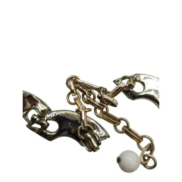 Coro White Thermoset Shell Necklace Gold Tone Vintage 16" - Picture 9 of 10